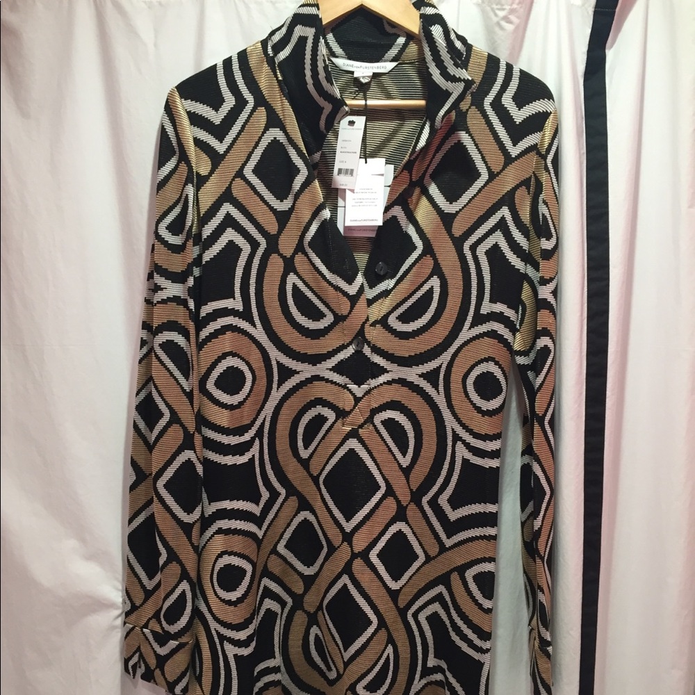 DVF Diane Von Furstenburg Dress 8 Metallic RARE